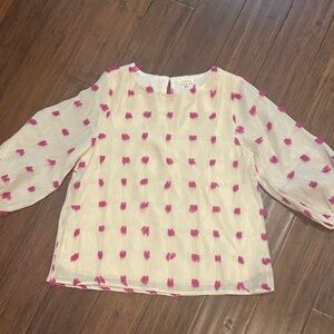 JODIFL Cream and Pink Blouse